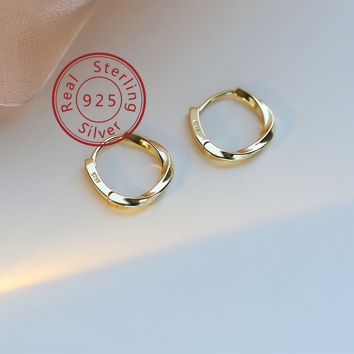 Sterling Silver Square Hoop Earrings & Rose Golden Earrings